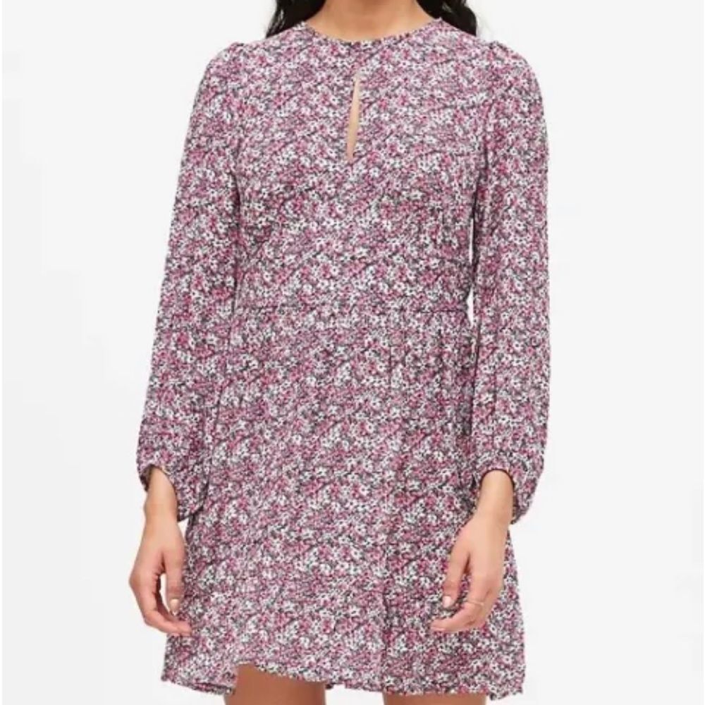Banana Republic Pink floral Keyhole Dress